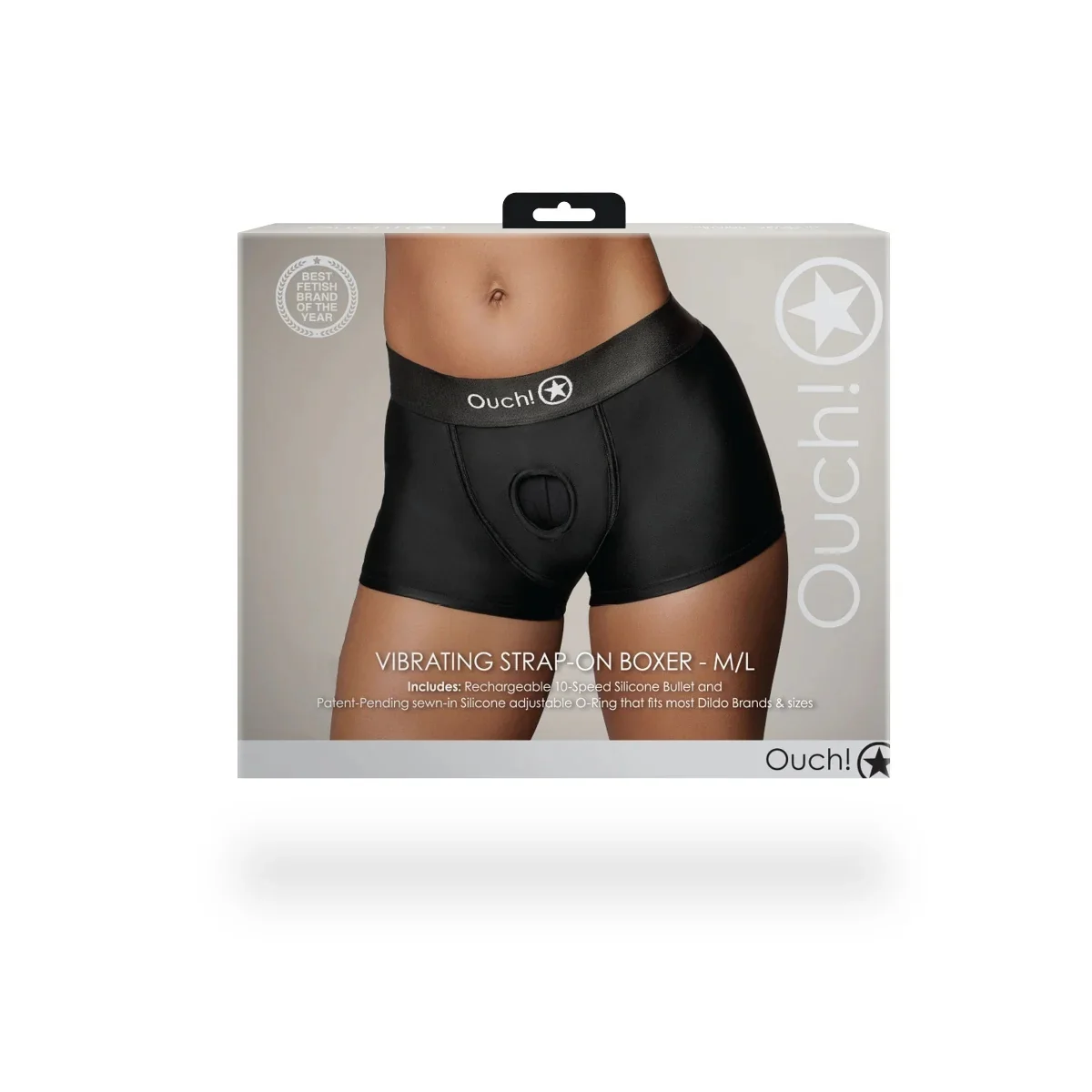 Ouch Vibrating Strap-On Boxer Black - Image 2