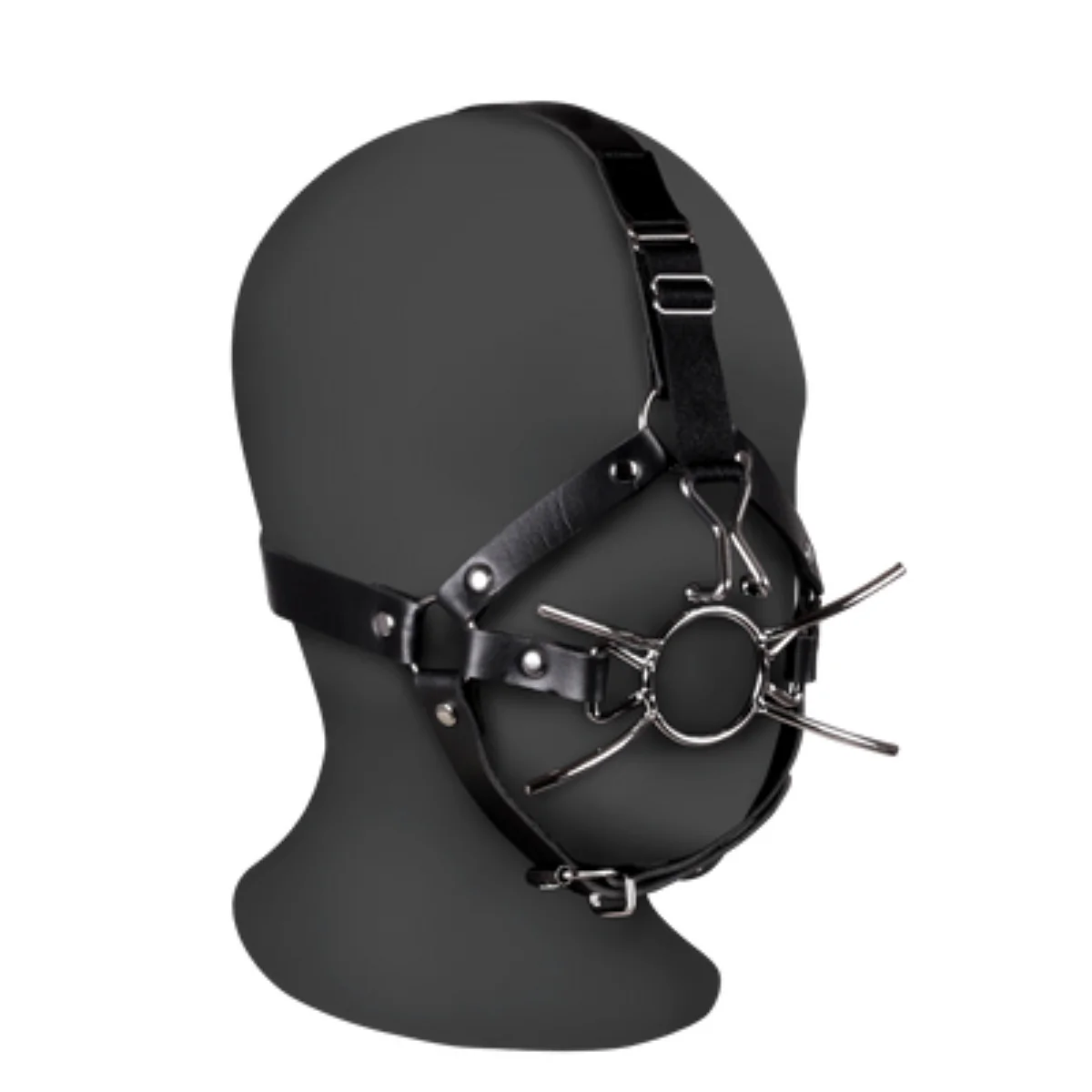 Ouch Xtreme Head Harness With Spider Gag & Nose Hooks Black - Image 3