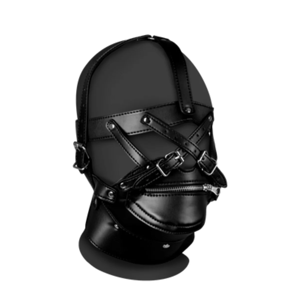 Ouch Xtreme Head Harness With Zip Up Mouth And Lock Black - Image 3