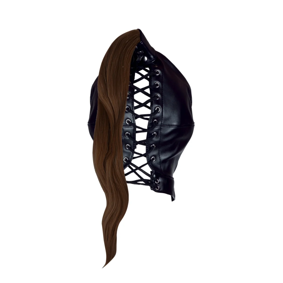 Ouch Xtreme Mask With Brown Ponytail Black - Image 3