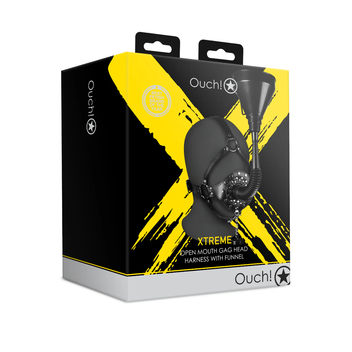 Ouch Xtreme Open Mouth Gag Head Harness With Funnel Black - Image 2