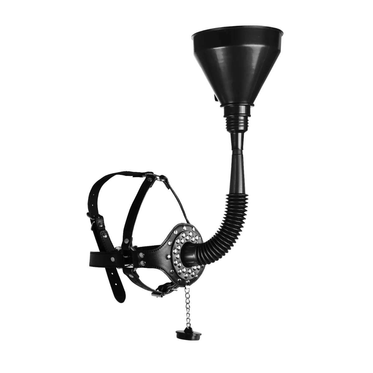 Ouch Xtreme Open Mouth Gag Head Harness With Funnel Black - Image 4