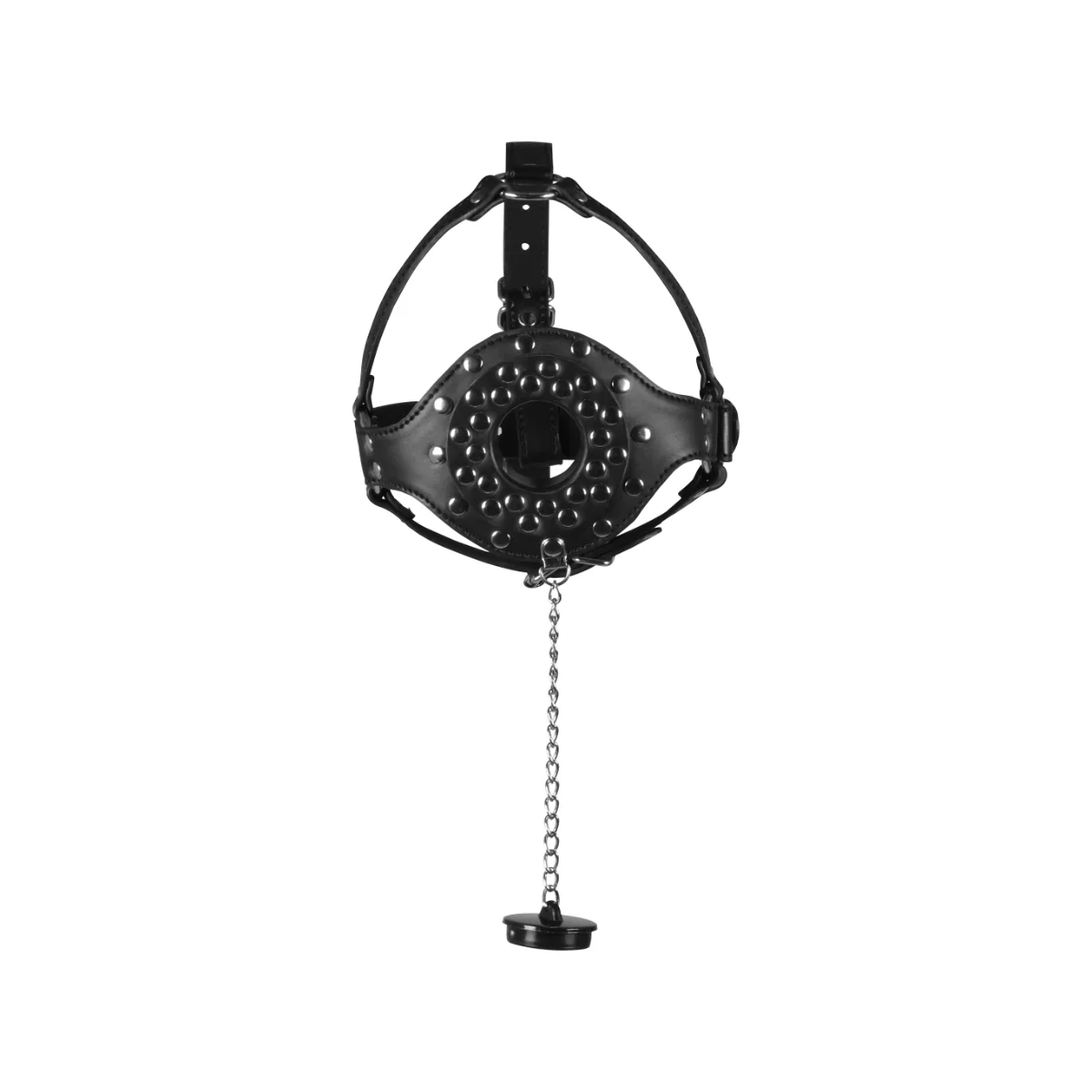 Ouch Xtreme Open Mouth Gag Head Harness With Plug Stopper Black - Image 4