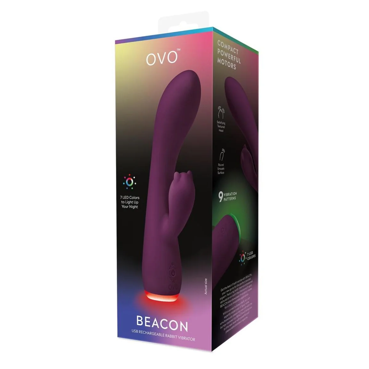 Ovo Beacon USB Rechargeable Rabbit Vibrator Purple - Image 2