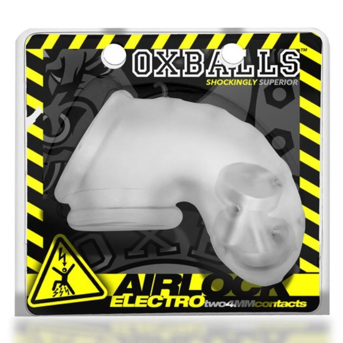 Oxballs Airlock Electro Air Lite Vented Chastity Cage Clear Ice - Image 2