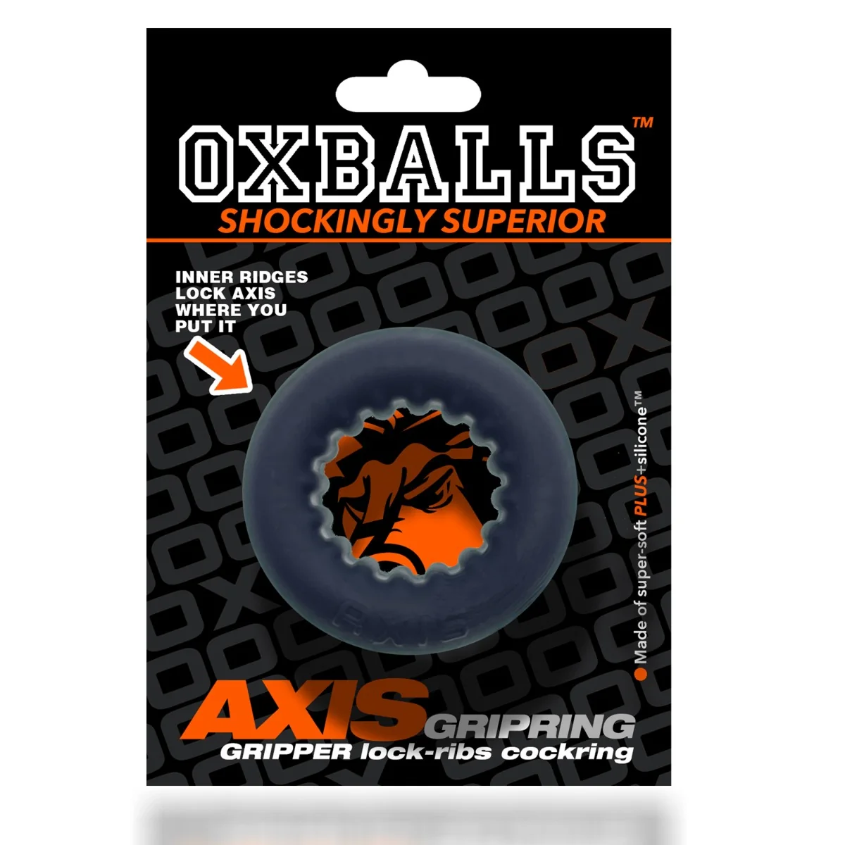 Oxballs Axis Rib Griphold Cock Ring Black Ice - Image 2