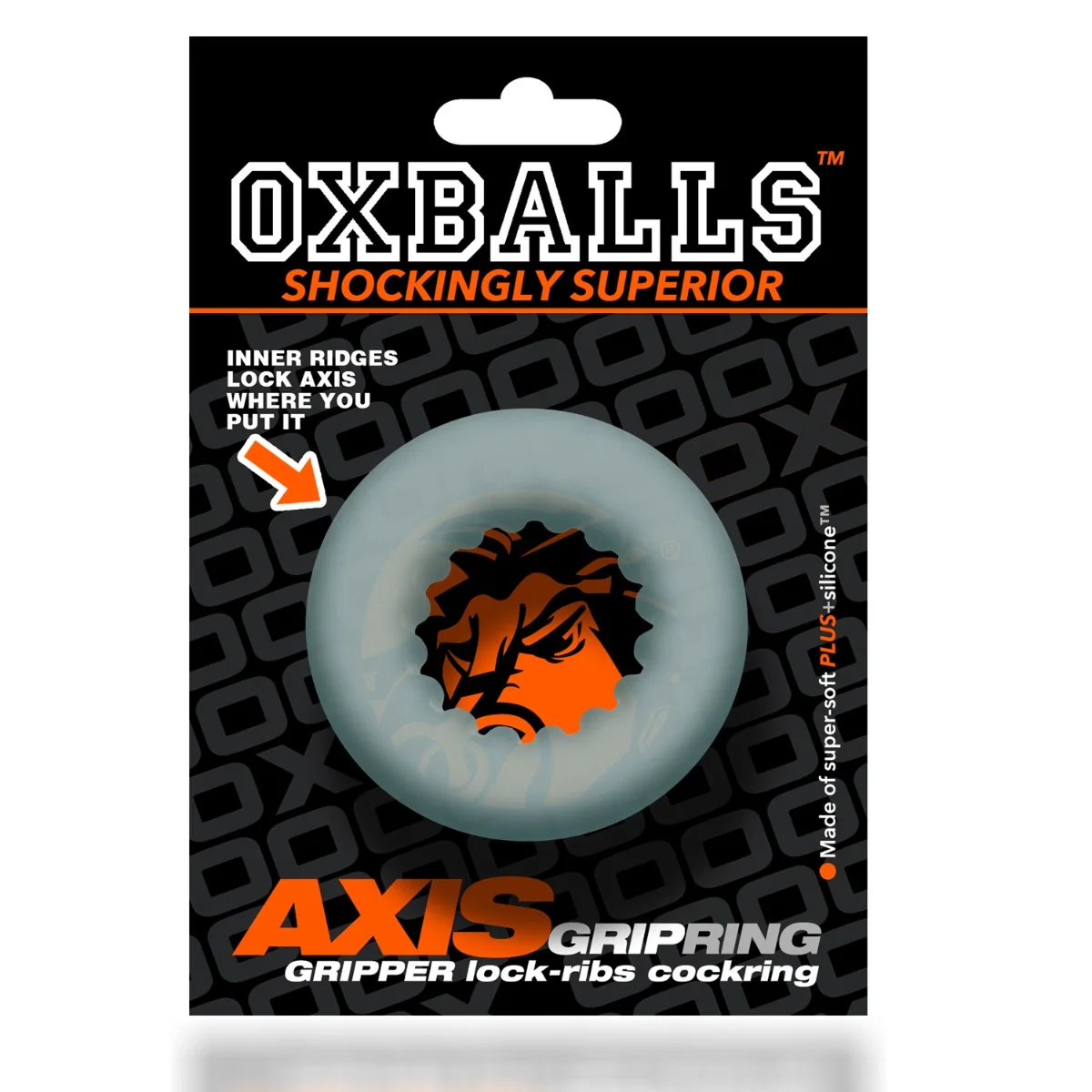 Oxballs Axis Rib Griphold Cock Ring Clear Ice - Image 2