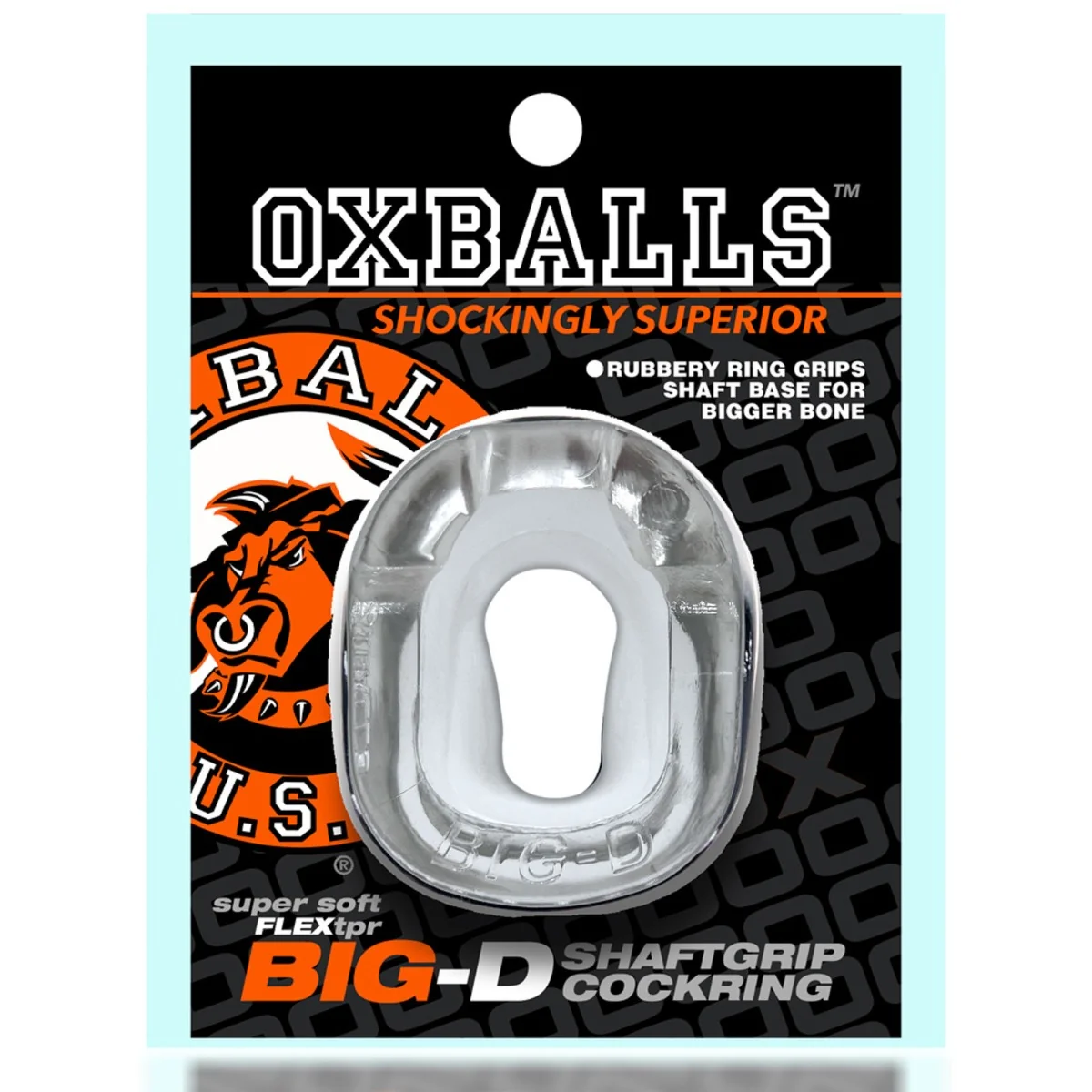 Oxballs Big D Shaft Grip Cock Ring Clear - Image 2
