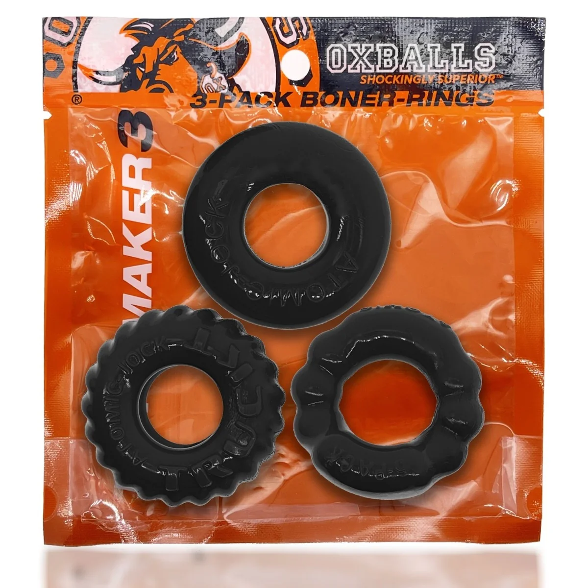 Oxballs Bonemaker Cock Ring Kit 3 Pack Black - Image 2