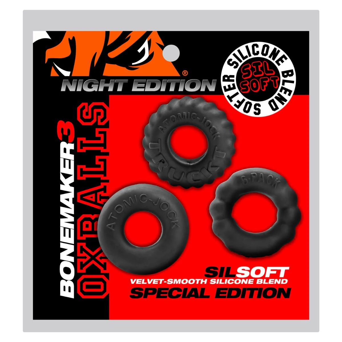 Oxballs Bonemaker Cock Ring Kit 3 Pack Special Edition Night - Image 2