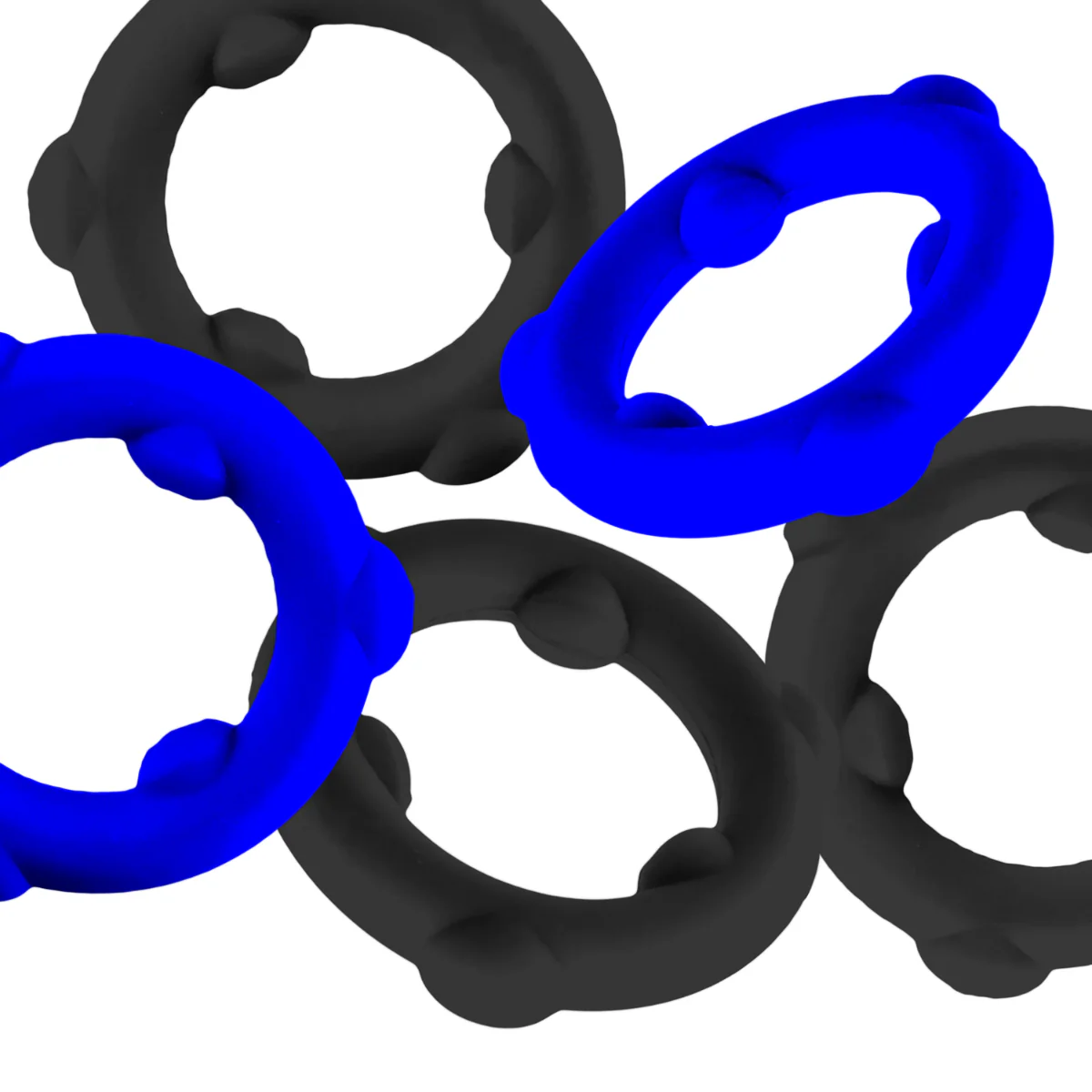Oxballs Gearheads Silicone Cock Ring 5 Pack Black Blue - Image 3