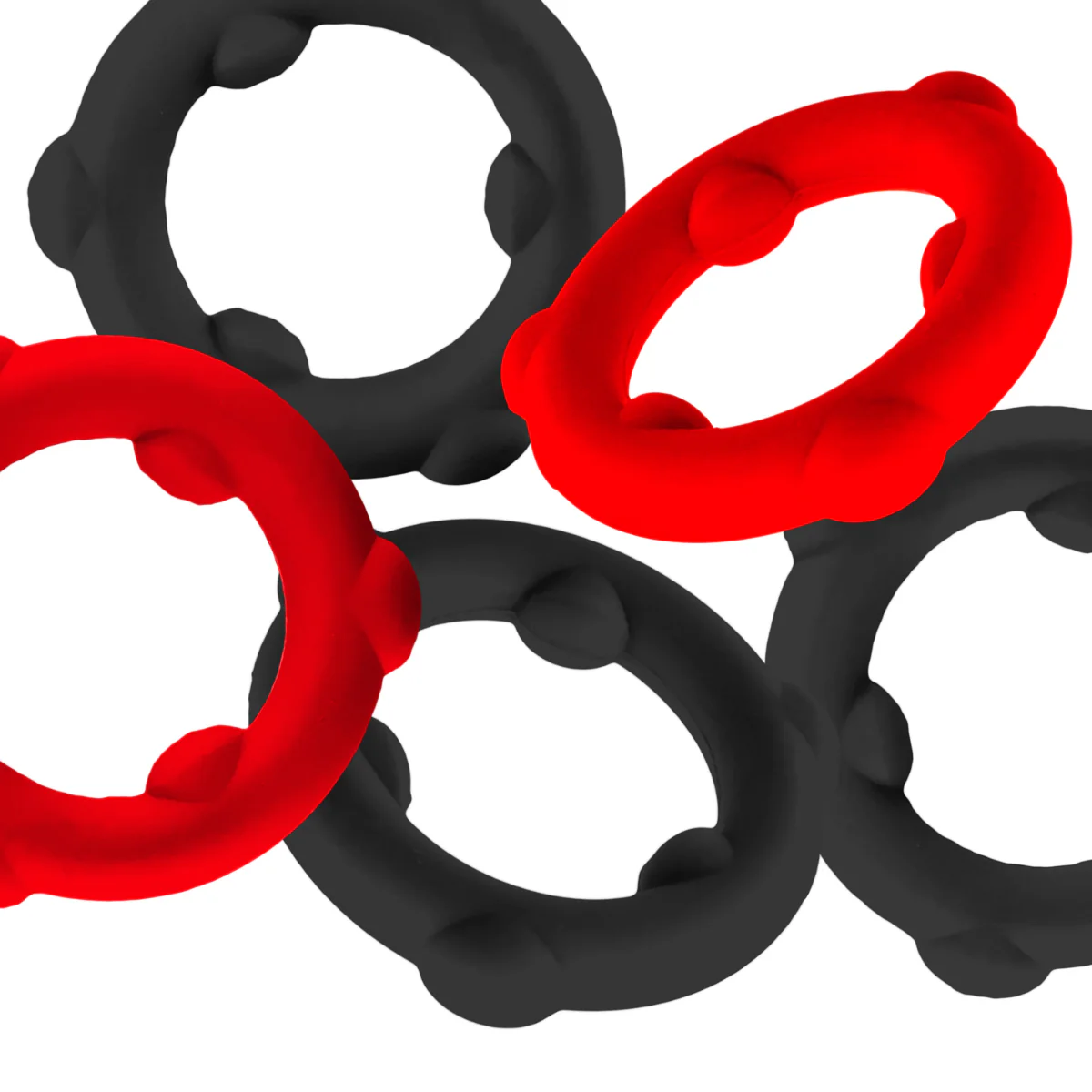 Oxballs Gearheads Silicone Cock Ring 5 Pack Black Red - Image 3