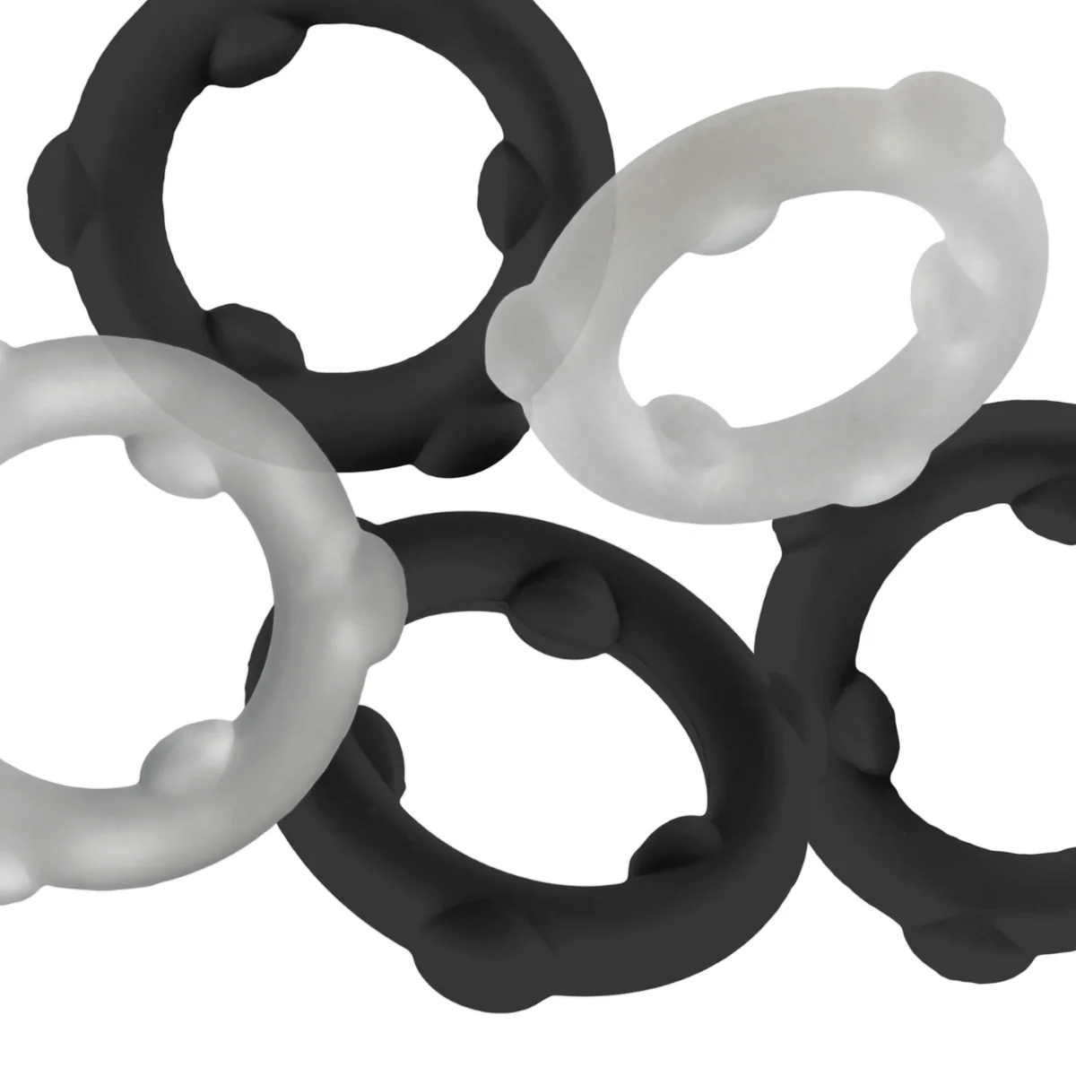 Oxballs Gearheads Silicone Cock Ring 5 Pack Black Vapor - Image 3