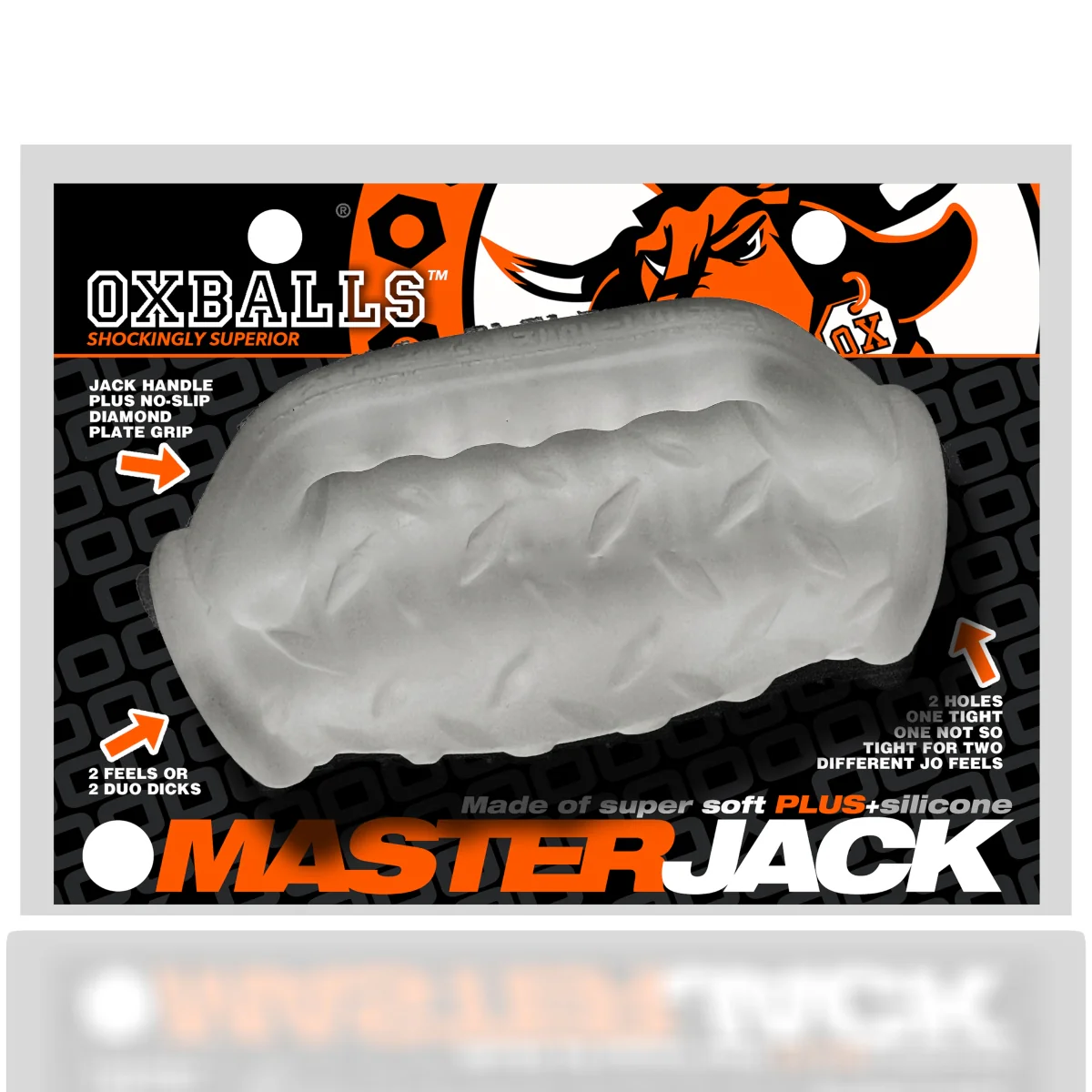 Oxballs Master Jack Double Penetration JO Masturbator Clear Ice - Image 2