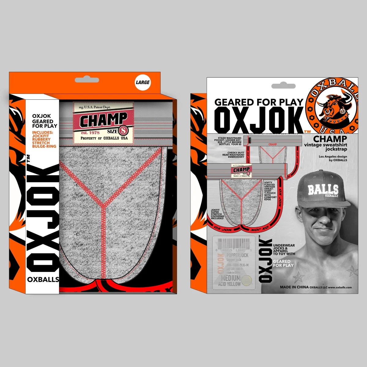 Oxballs Ox Jok Champ Jock Strap Grey Heather - Image 2