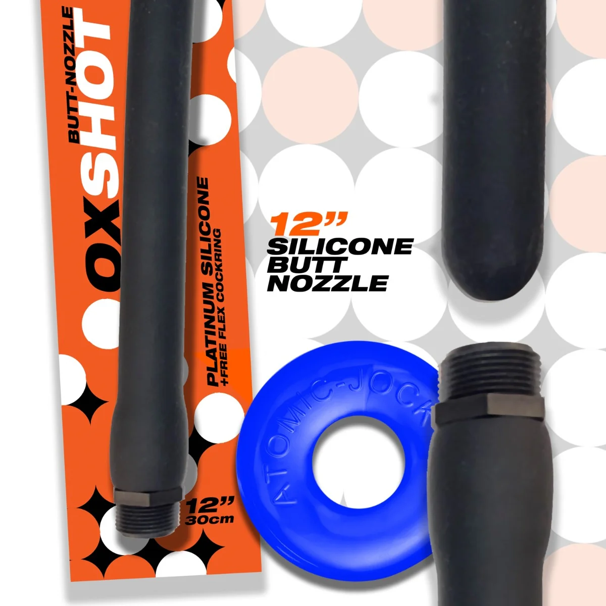 Oxballs Oxshot Butt Nozzle Shower Hose 12 Inch With Atomic Jock Cock Ring Blue - Image 2