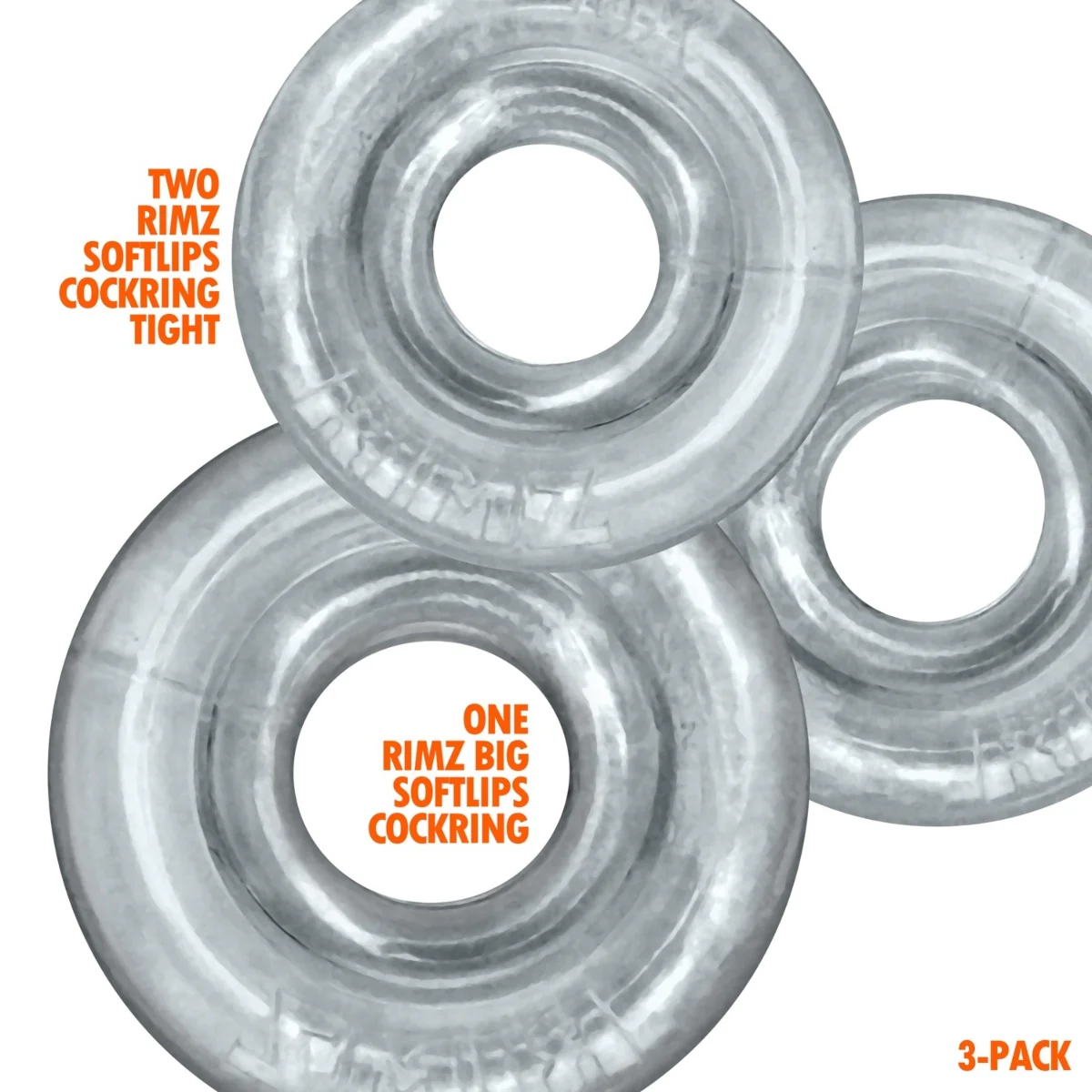 Oxballs Rimringz Cock Ring 3 Pack Clear - Image 2