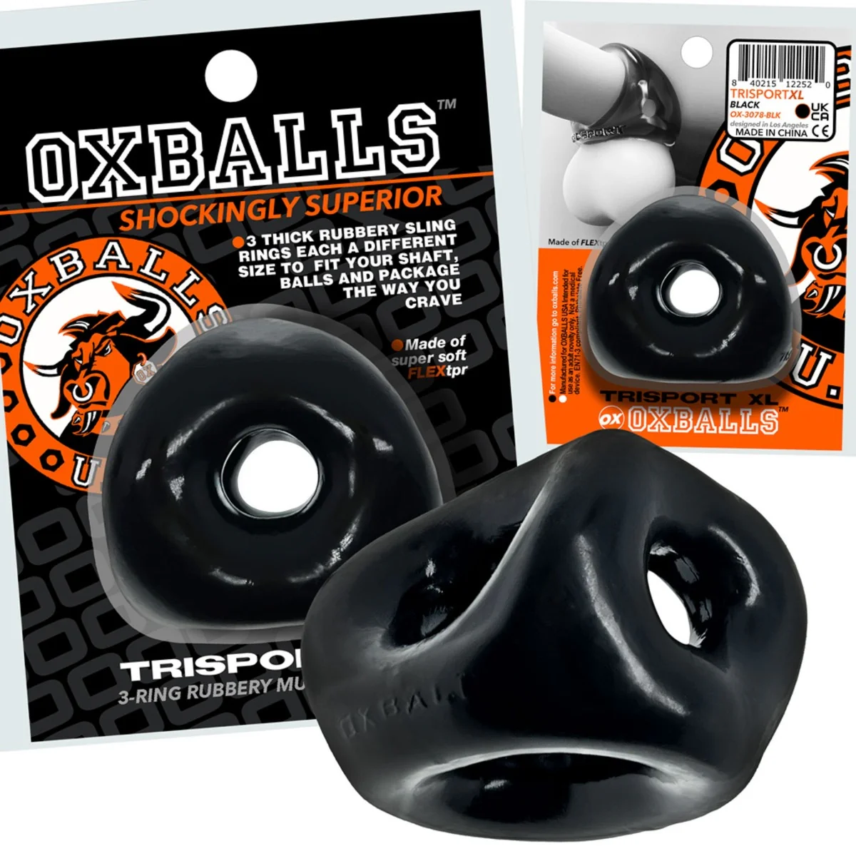 Oxballs Tri Sport XL Thicker 3 Ring Sling Black - Image 2