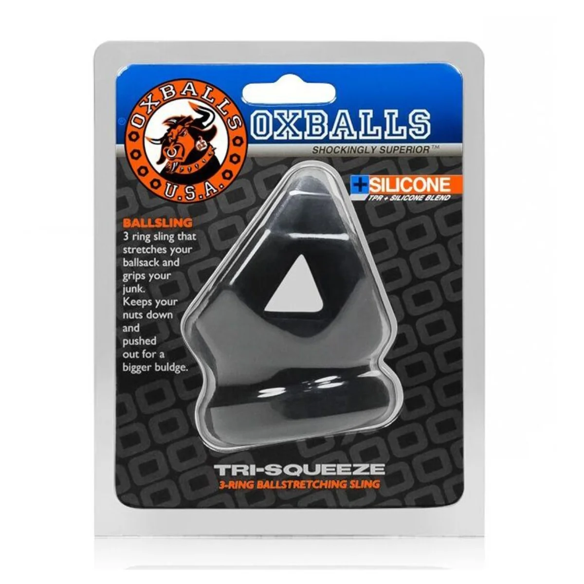 Oxballs Tri Squeeze Cocksling & Ball Stretcher Black - Image 2