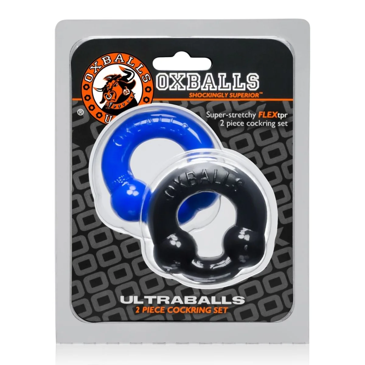 Oxballs Ultraballs Cock Ring 2 Pack Black Blue - Image 2