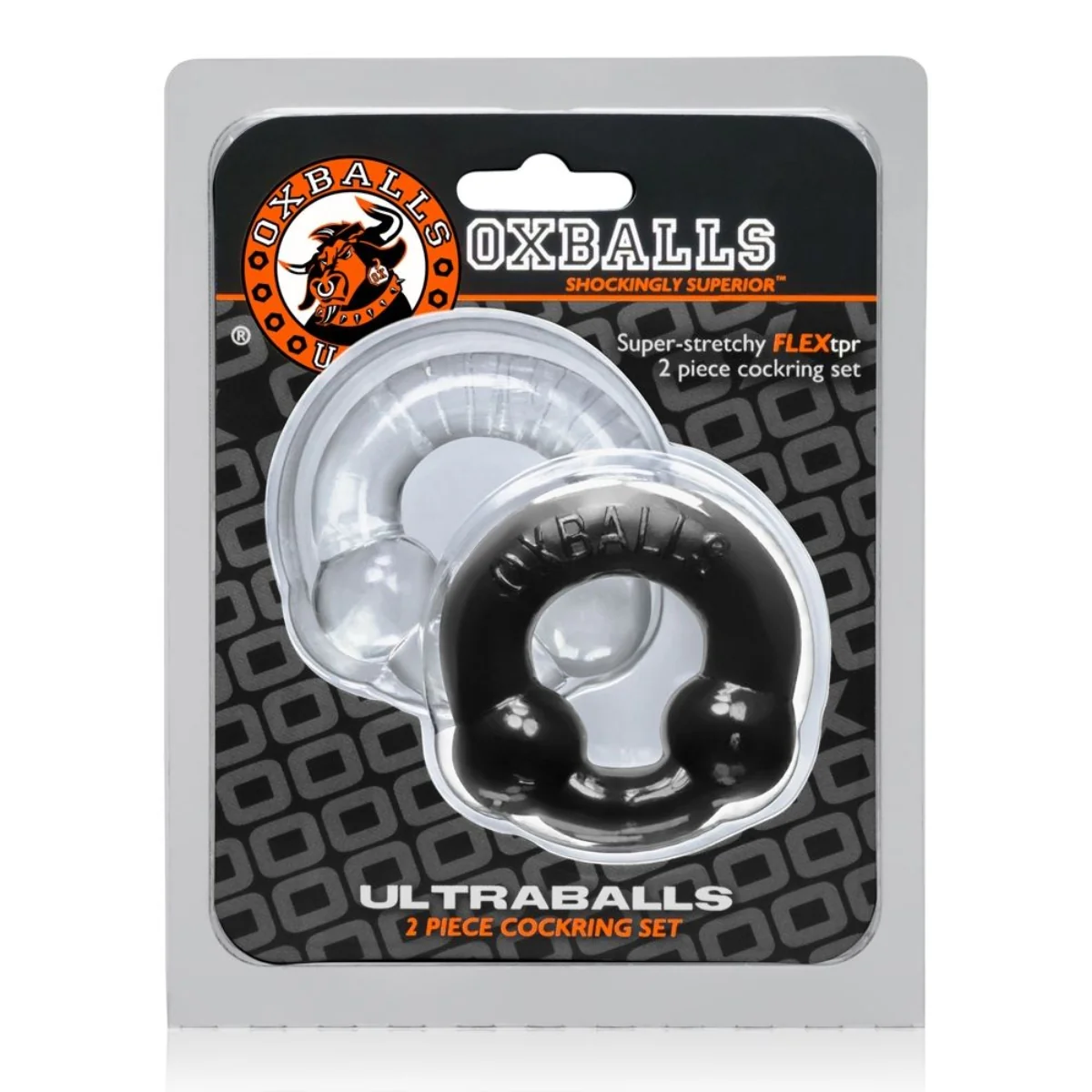 Oxballs Ultraballs Cock Ring 2 Pack Black Clear - Image 2