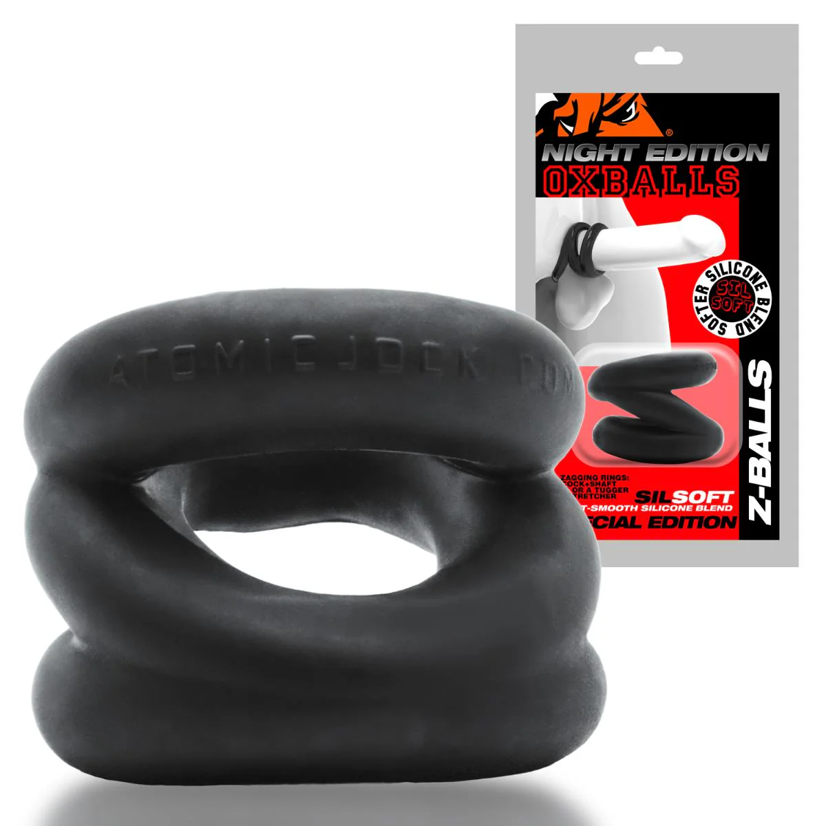 Oxballs Z Balls Zig Zag Cock Ring & Ball Stretcher Special Edition Night - Image 2