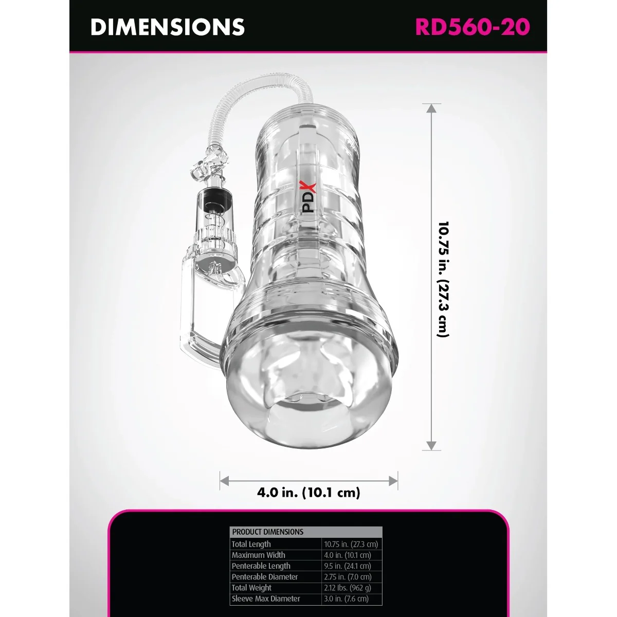 PDX Elite ViewTube Vac XXL See Thru Pump Stroker Clear - Image 5