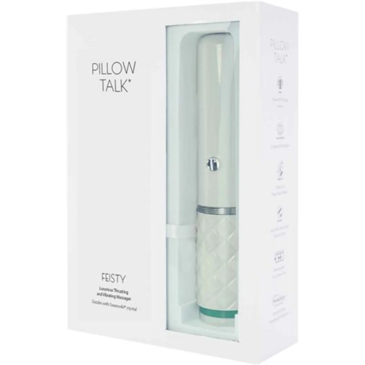 Pillow Talk Feisty Luxurious Thrusting & Vibrating Massager Green White - Image 2