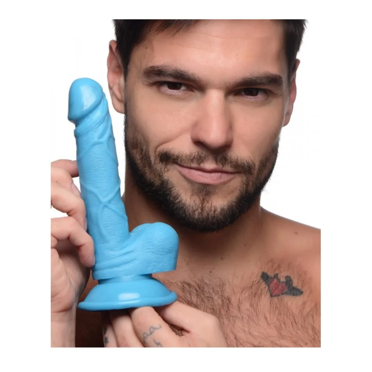 Pop Peckers Dildo With Balls Blue 6.5 Inch - Image 4