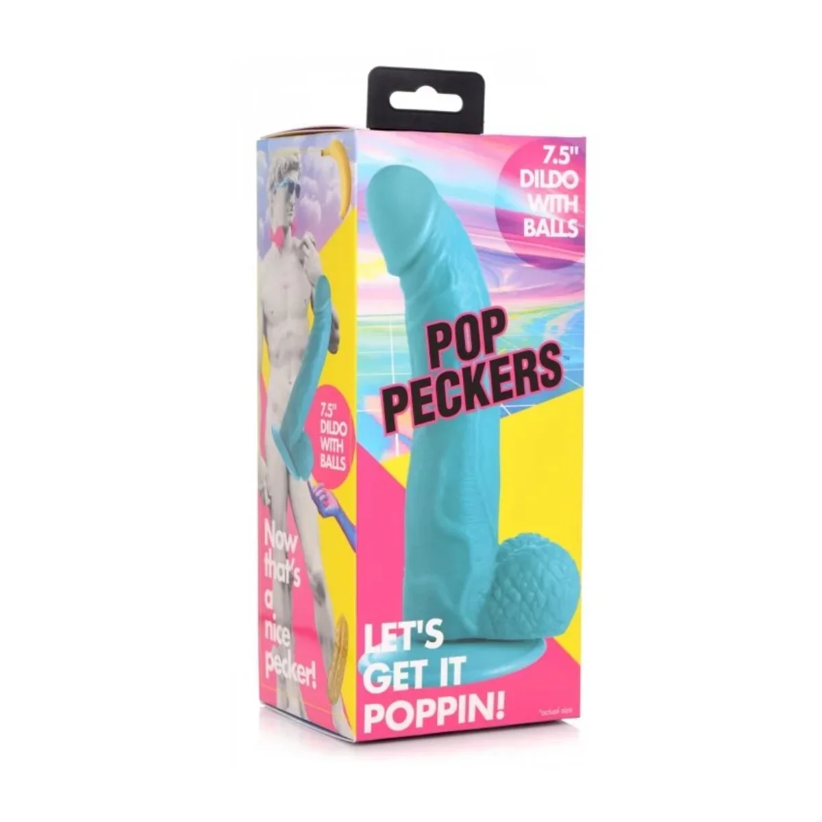 Pop Peckers Dildo With Balls Blue 7.5 Inch - Image 2