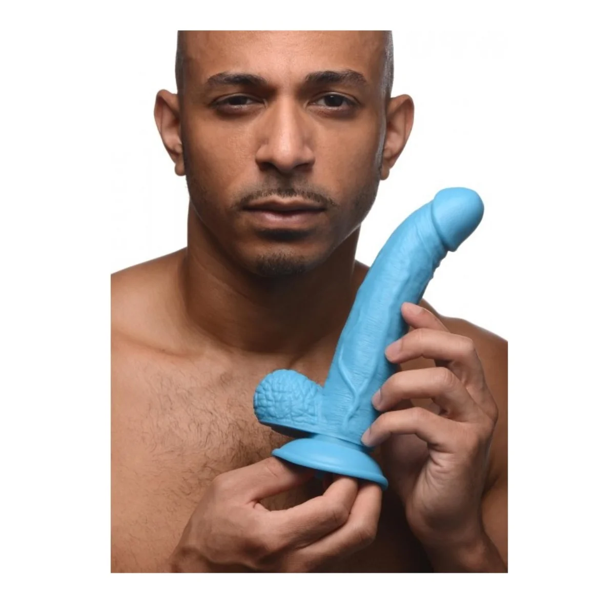 Pop Peckers Dildo With Balls Blue 7.5 Inch - Image 4