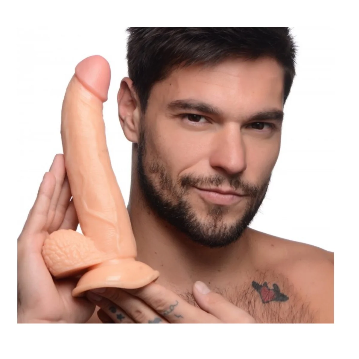 Pop Peckers Dildo With Balls Light Pink 7.5 Inch - Image 4