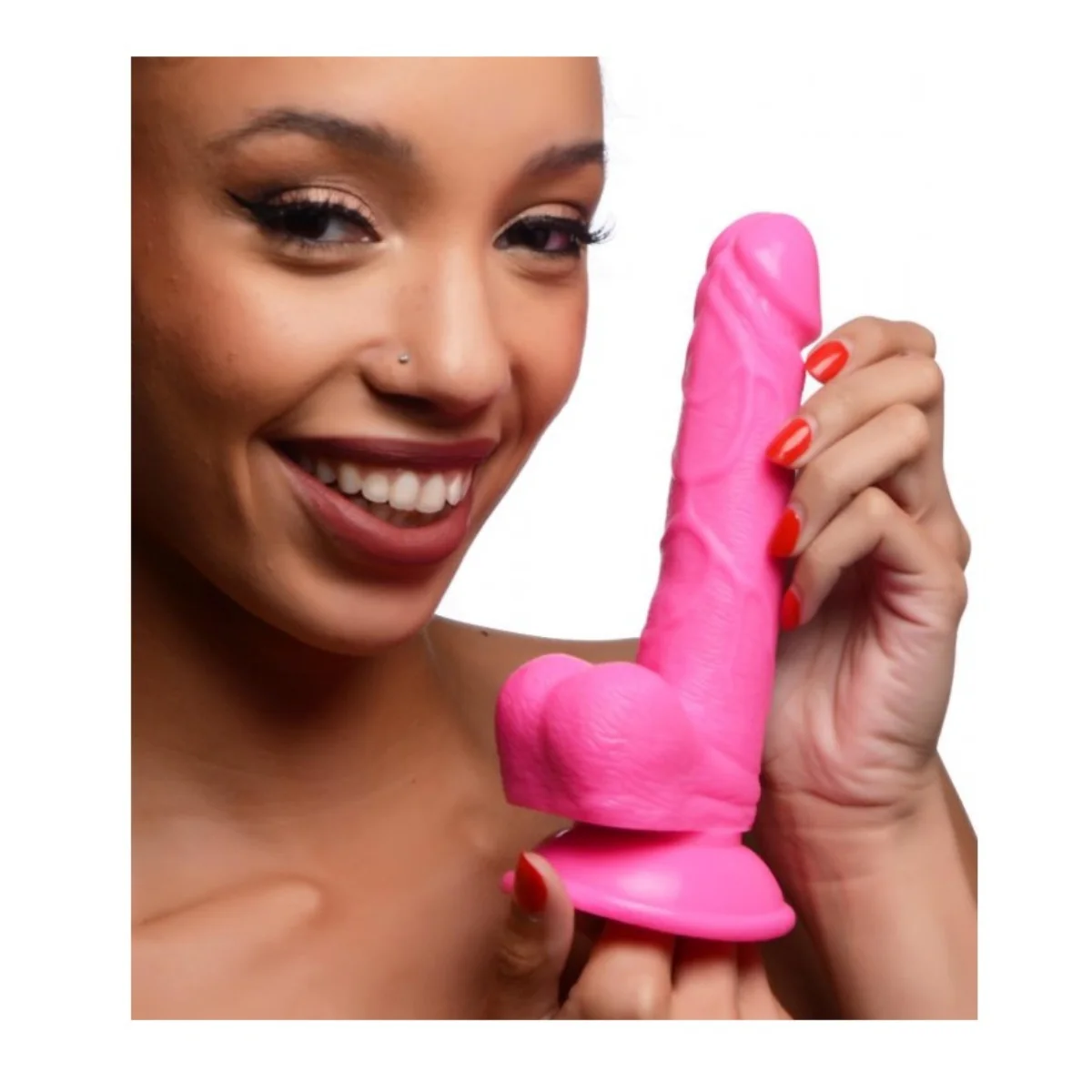 Pop Peckers Dildo With Balls Pink 6.5 Inch - Image 3