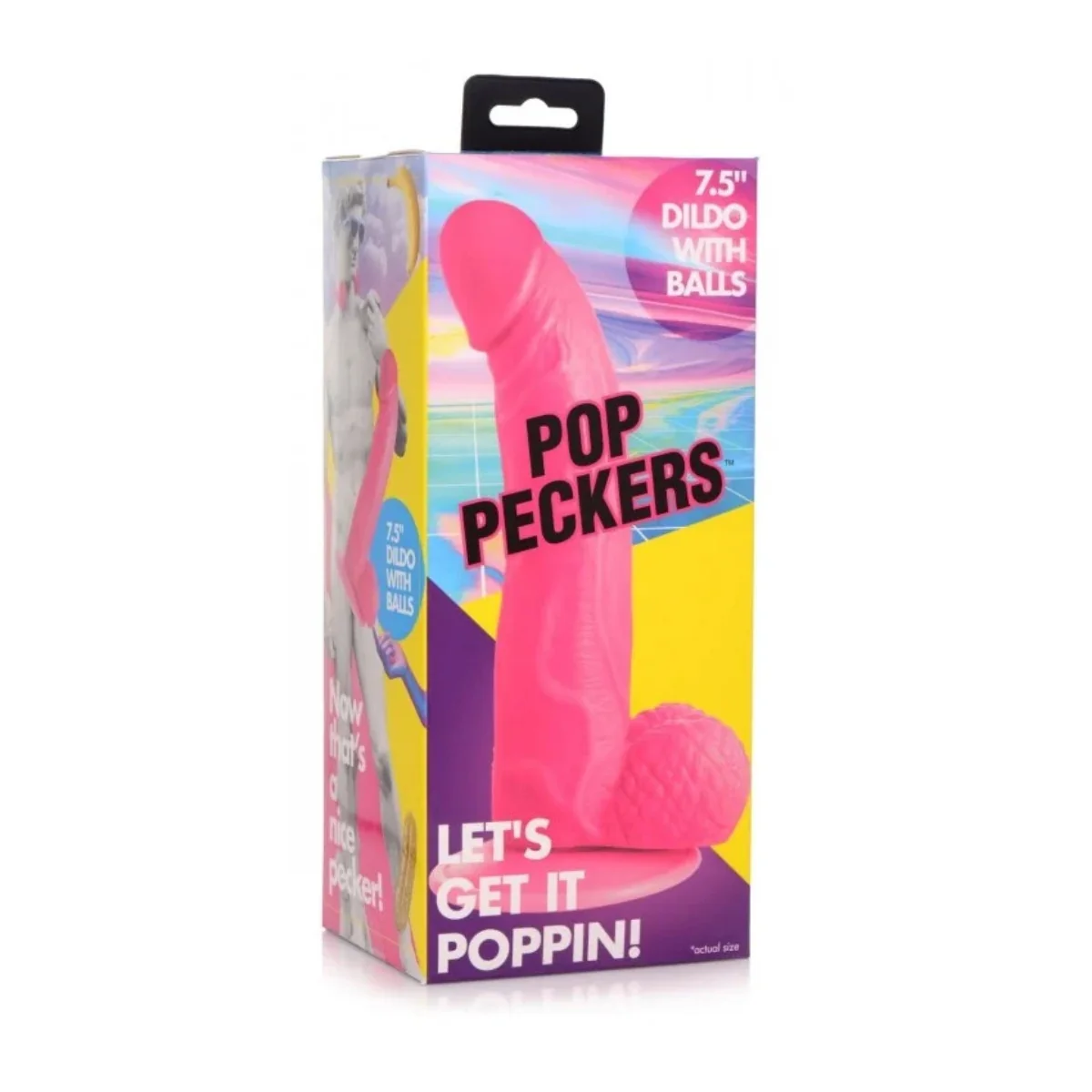 Pop Peckers Dildo With Balls Pink 7.5 Inch - Image 2