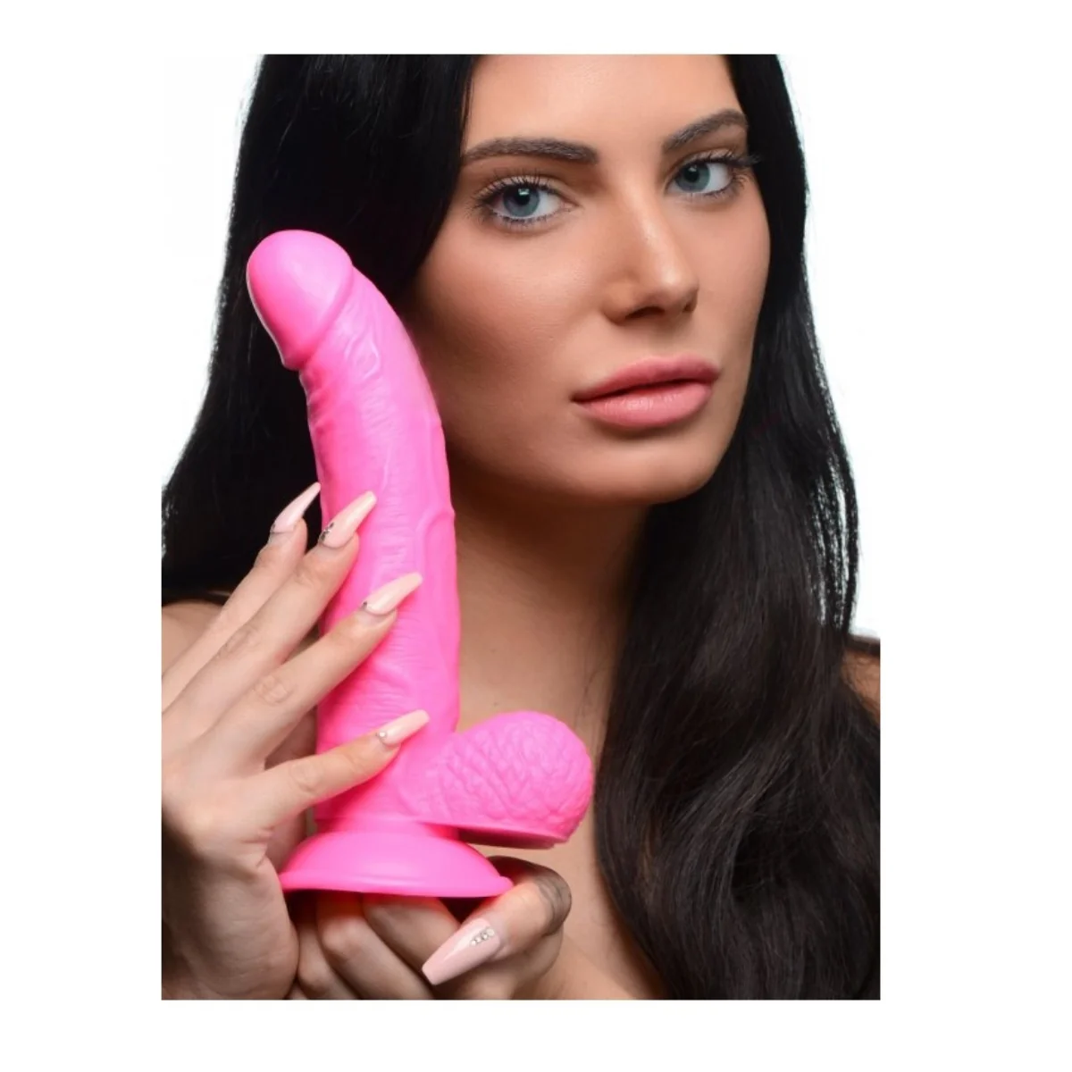 Pop Peckers Dildo With Balls Pink 7.5 Inch - Image 3