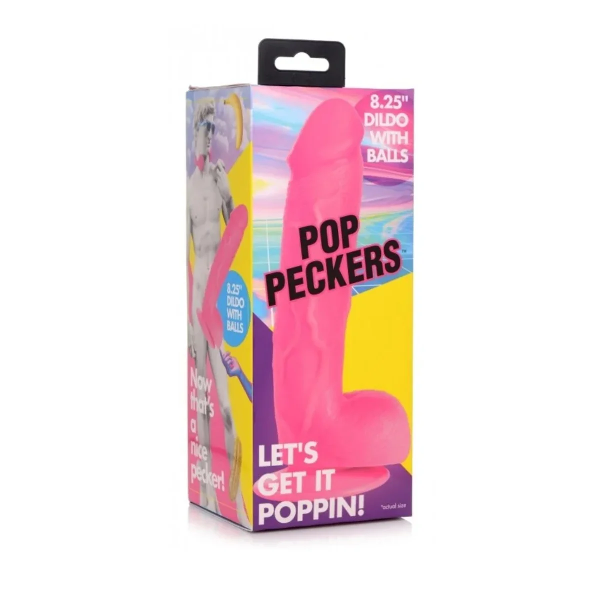 Pop Peckers Dildo With Balls Pink 8.25 Inch - Image 2