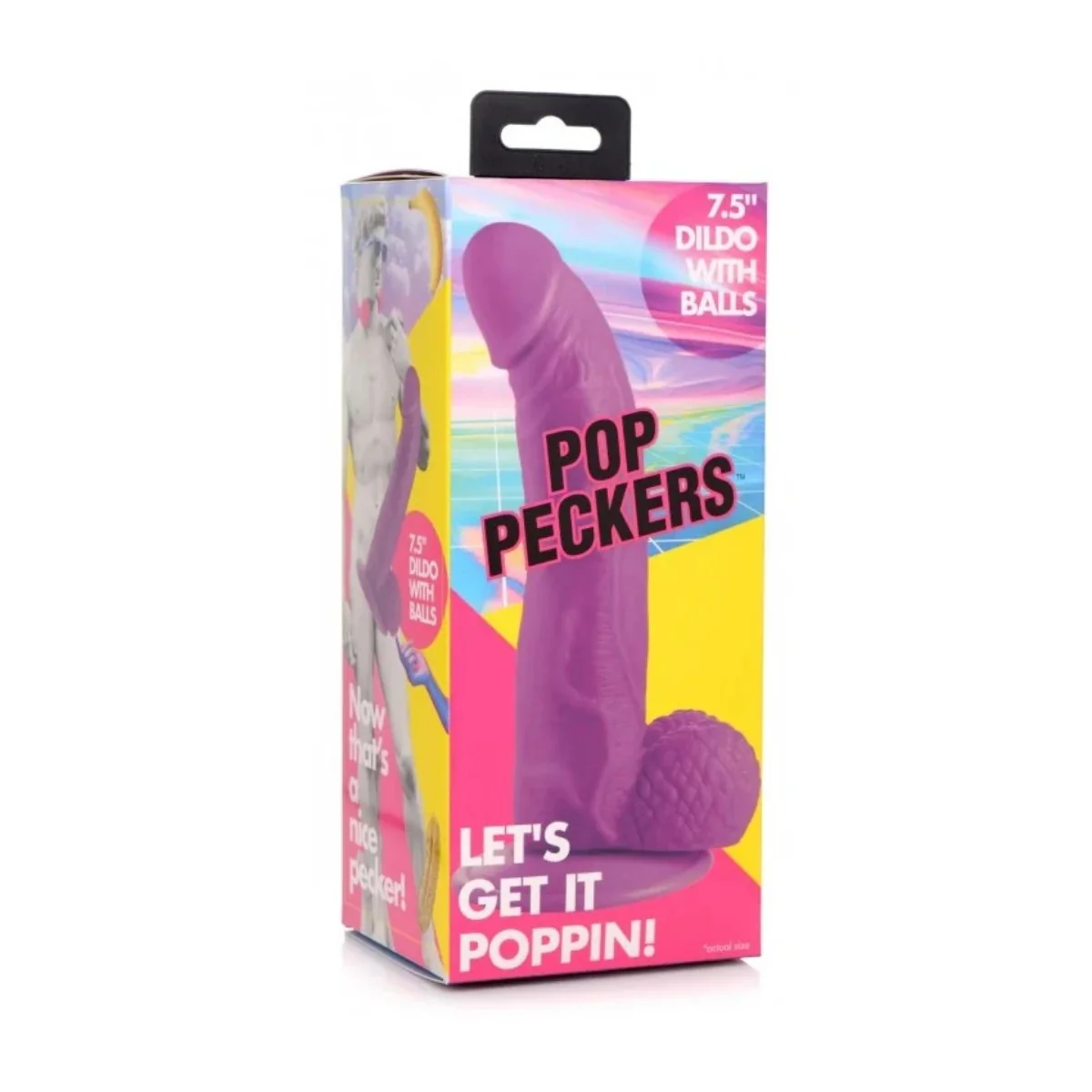 Pop Peckers Dildo With Balls Purple 7.5 Inch - Image 2