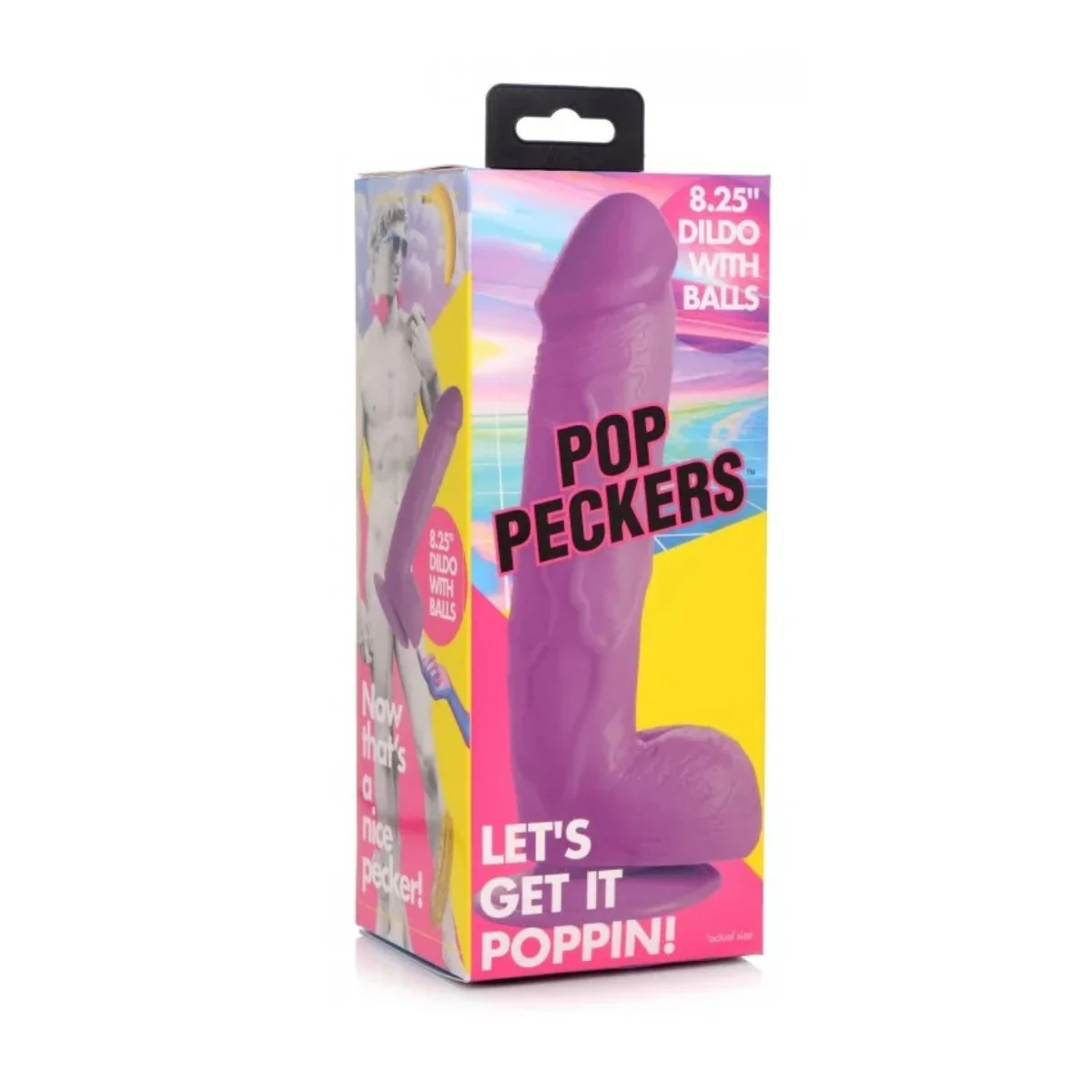 Pop Peckers Dildo With Balls Purple 8.25 Inch - Image 2