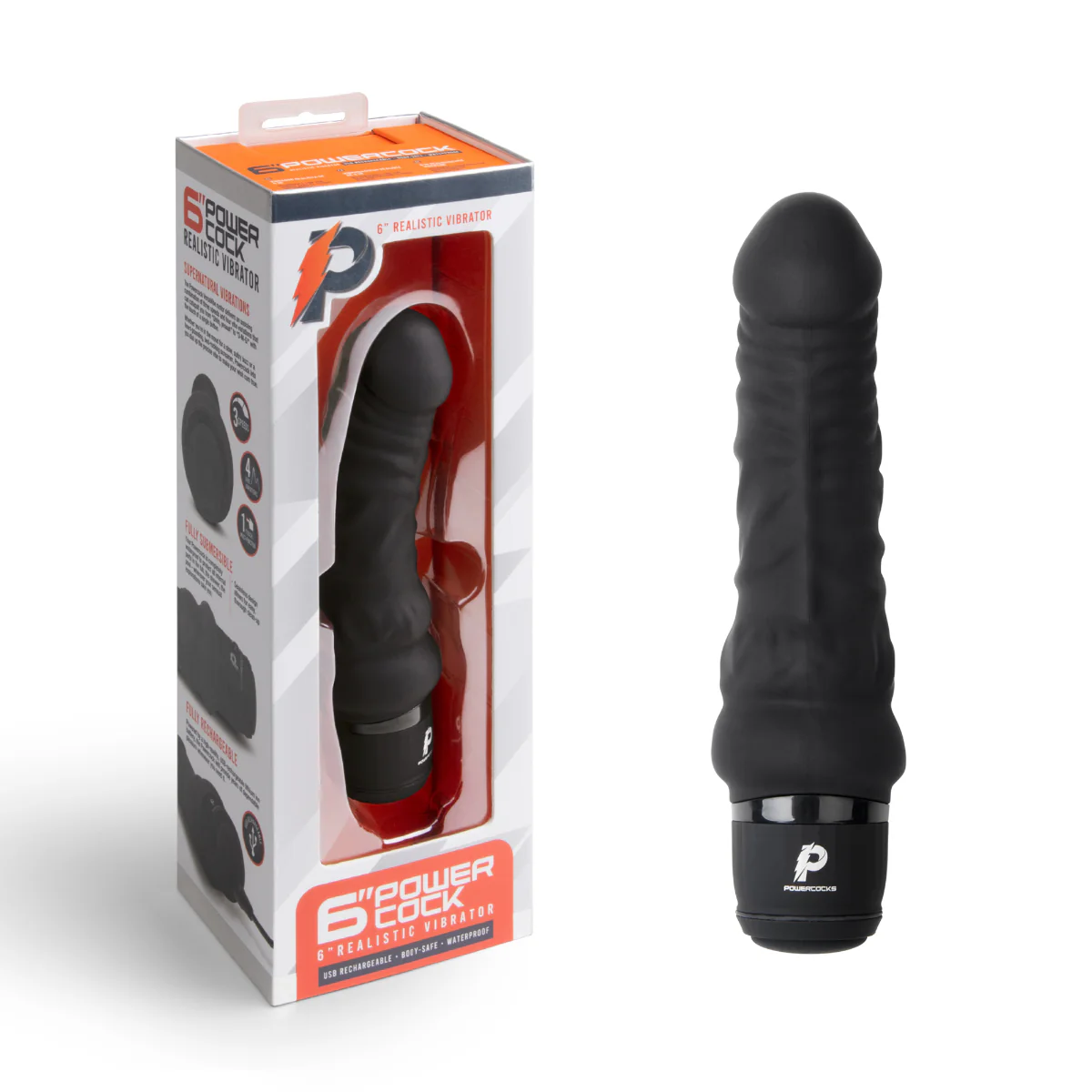 Powercocks Realistic Vibrator Black 6 Inch - Image 2