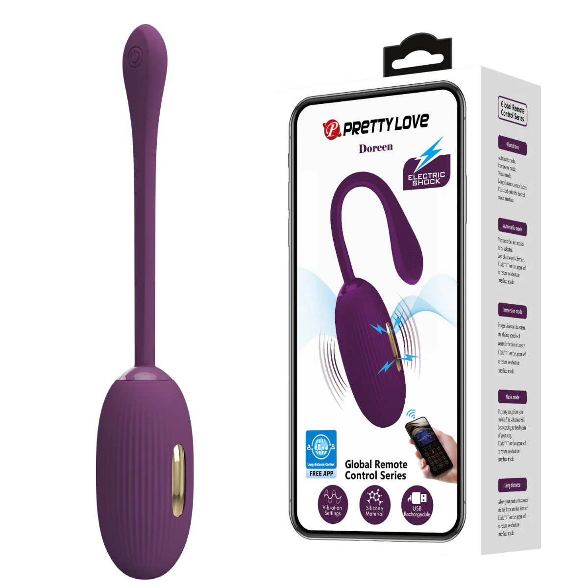 Pretty Love Doreen Egg Vibrator With Electro Shock Purple - Image 9