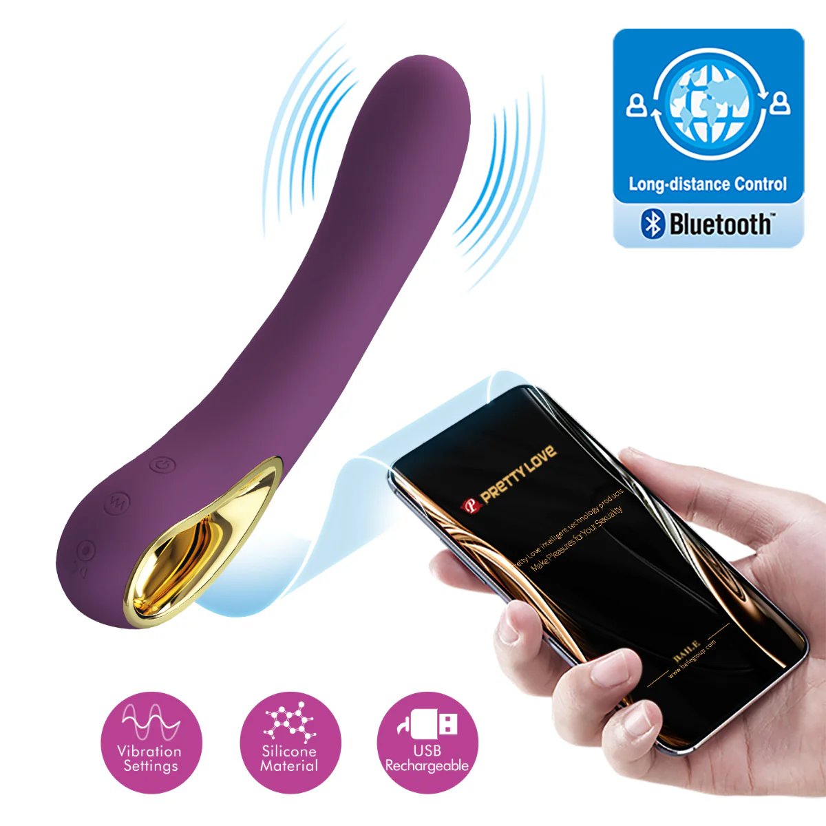 Pretty Love Ethan Rechargeable Curved Vibrator Purple - Image 7