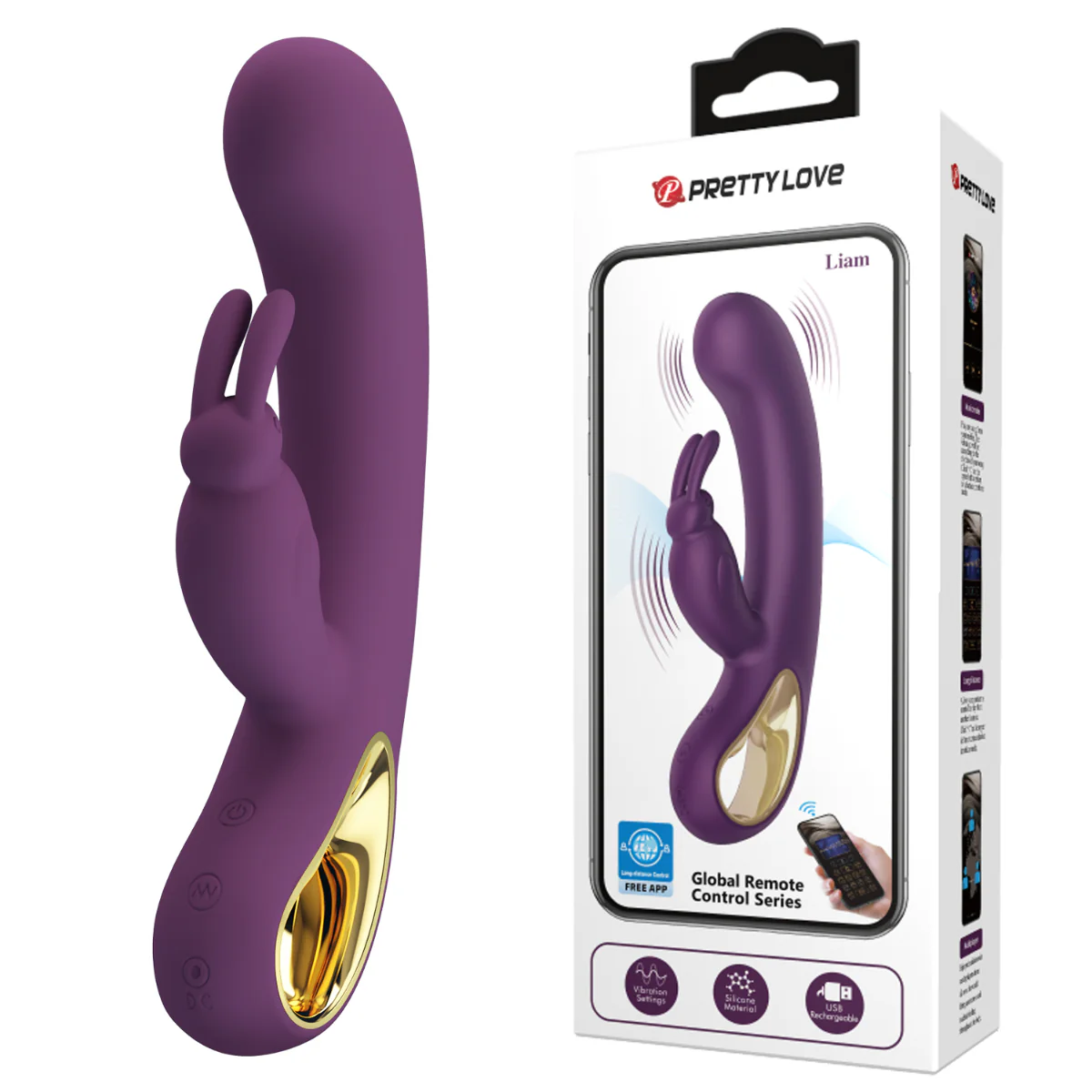 Pretty Love Liam Rabbit G-Spot Vibrator Purple - Image 9