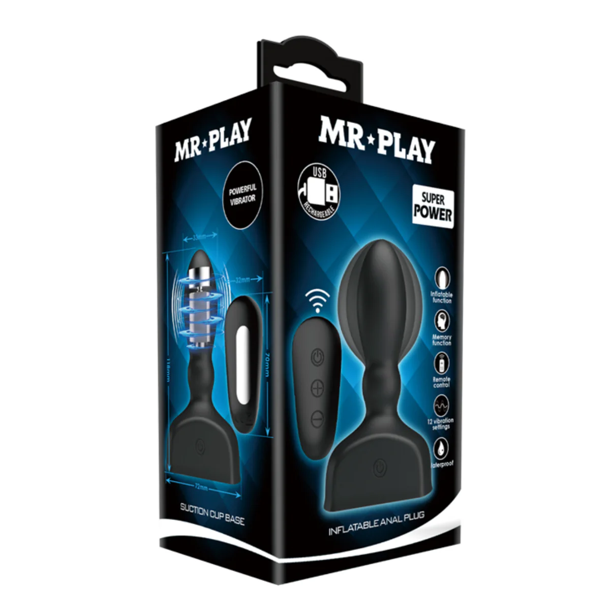 Pretty Love Mr Play Inflatable Anal Plug Black - Image 2