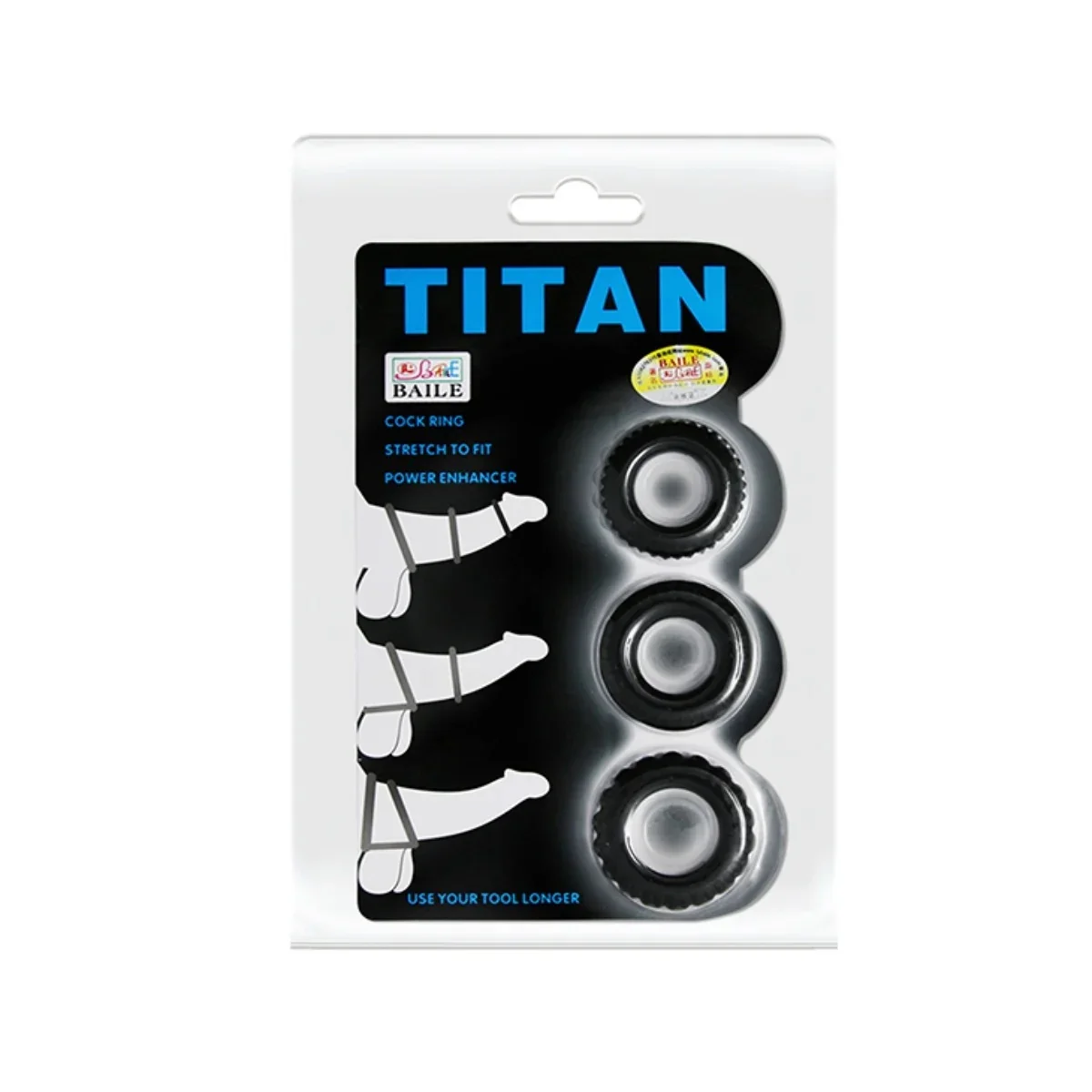Pretty Love Titan Silicone Cock Ring 3 Pack Black - Image 2