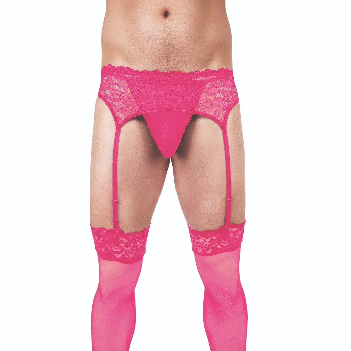 Prowler Lace Garter Set Pink - Image 3