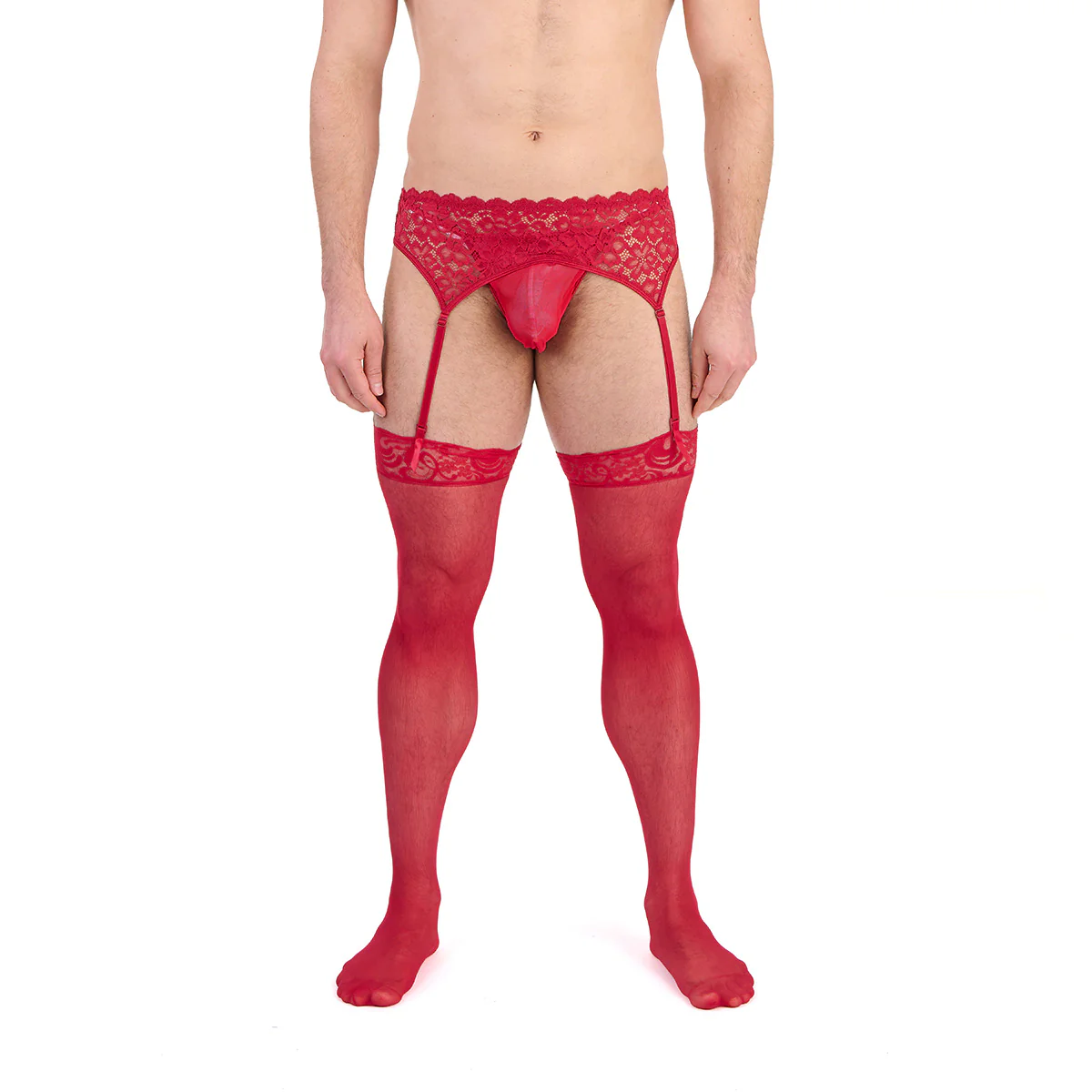 Prowler Lace Garter Set Red