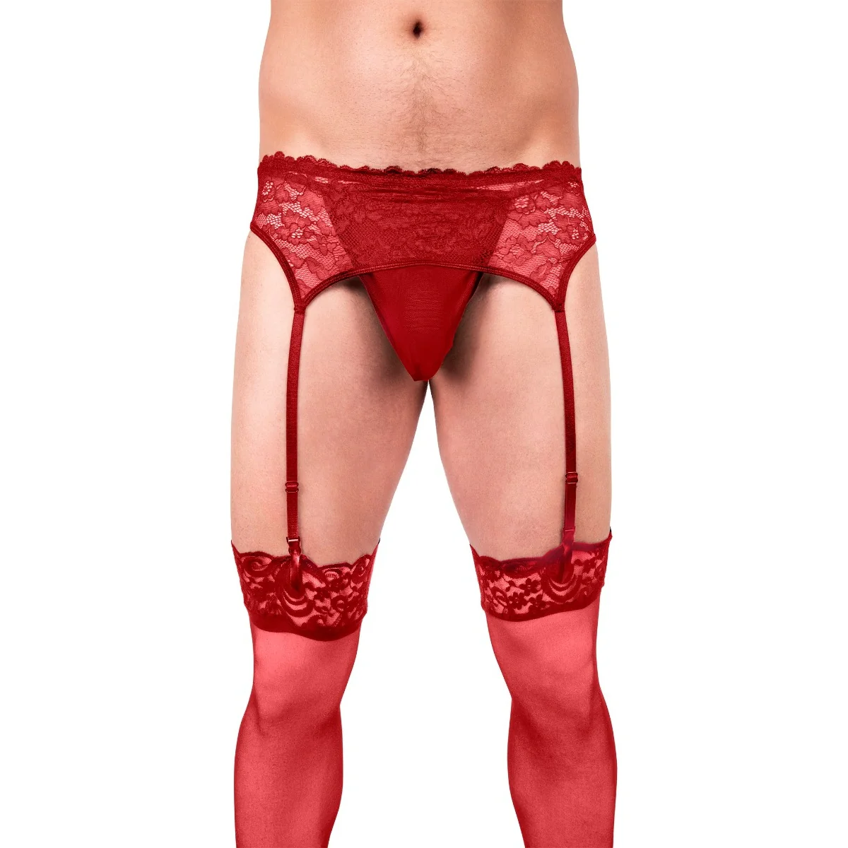 Prowler Lace Garter Set Red - Image 3