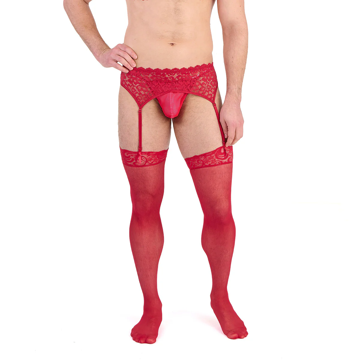Prowler Lace Garter Set Red - Image 9