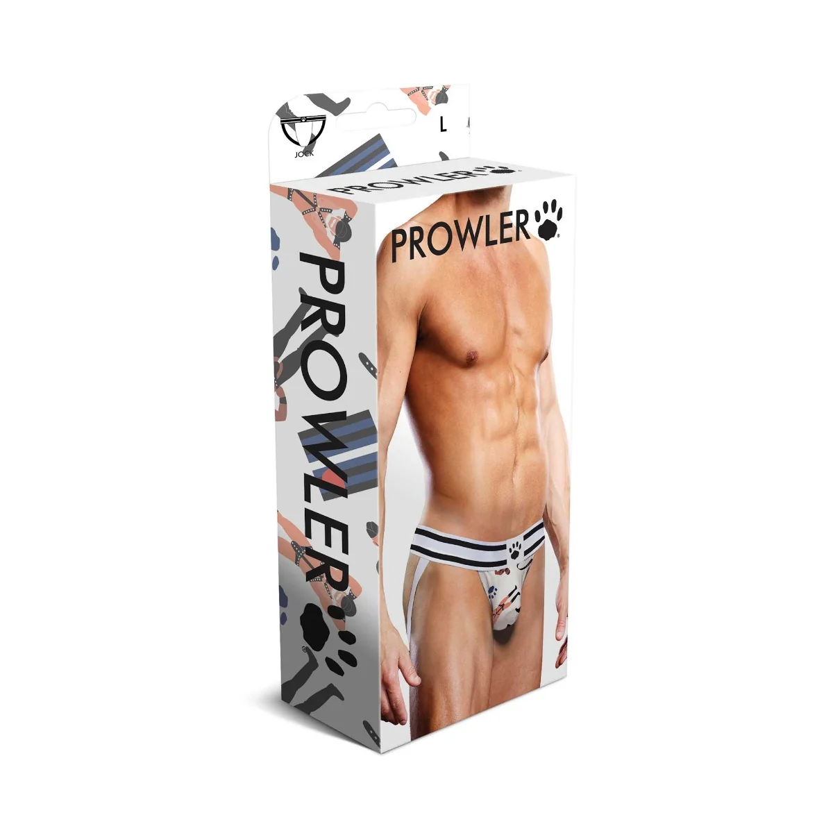 Prowler Leather Pride Jock Strap Black White - Image 2
