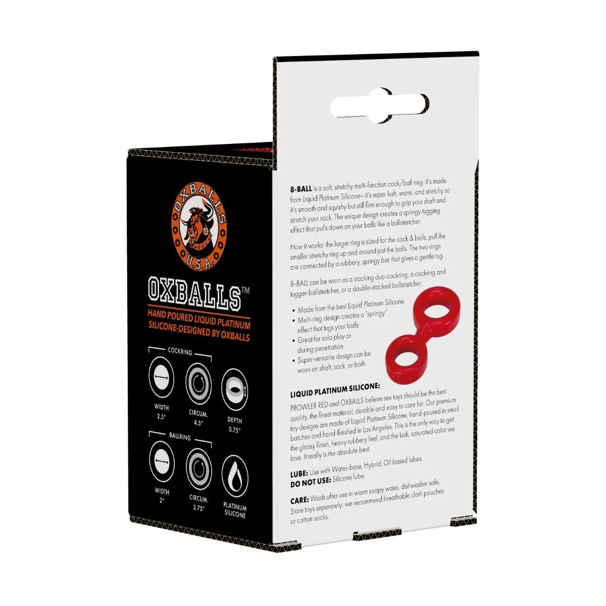 Prowler RED By Oxballs 8-BALL Cock Ring & Ball Tugger Red - Image 3